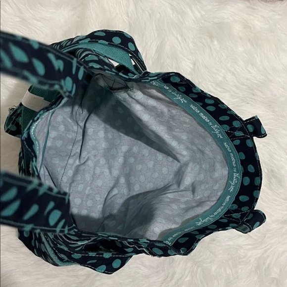 Thirty One Retro Metro Fold Over Tote Navy Lotsa Dots NNP - Picture 3 of 12